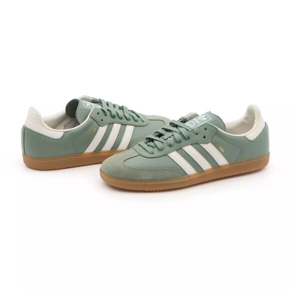 Size 11 Adidas Women's Samba OG Silver Green Chalk White Gum Brown Green IE7011 - Picture 6 of 6